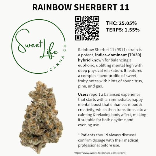 Sweetlife Canna Company - Rainbow Sherbert 11 (3.5 Gram Bag) - 1