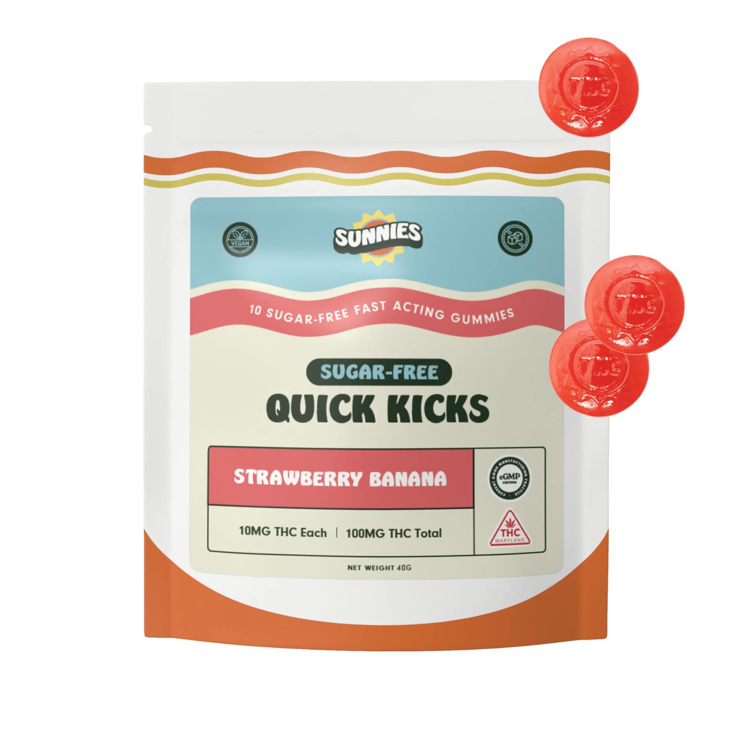 SunMed Growers - Sugar Free Strawberry Banana Gummies - 10mg - 100mg - 1