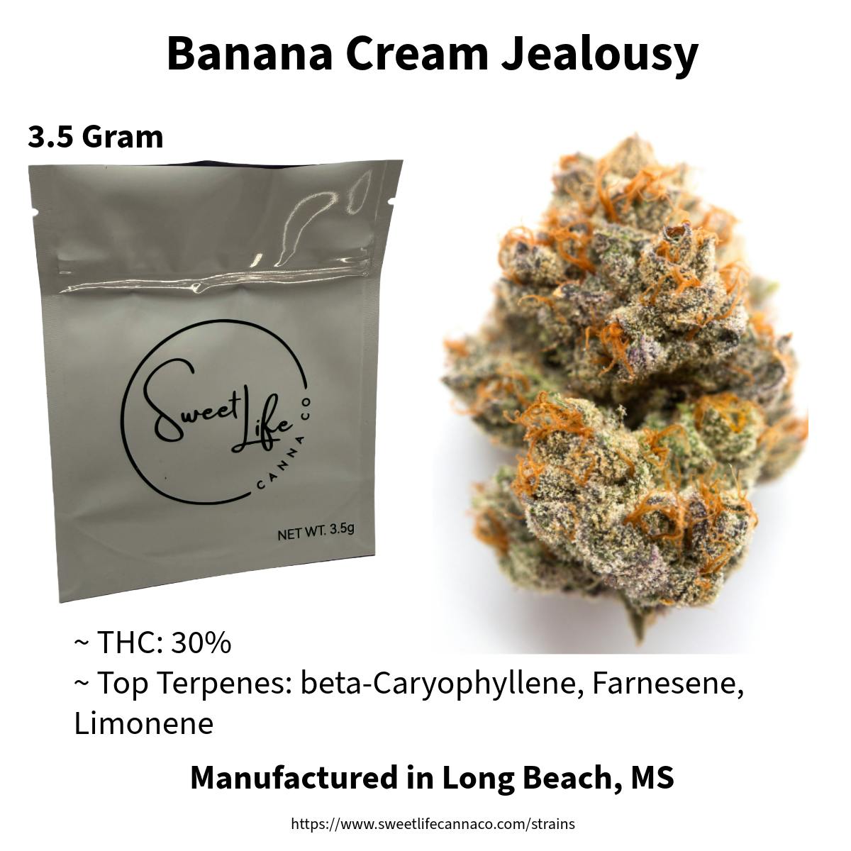Sweet Life Canna Co - Banana Cream Jealousy Flower (3.5 Gram Bag) - 1