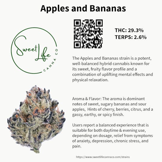 Sweetlife Canna Company - Apples and Bananas Flower (3.5 Gram Bag) - 1