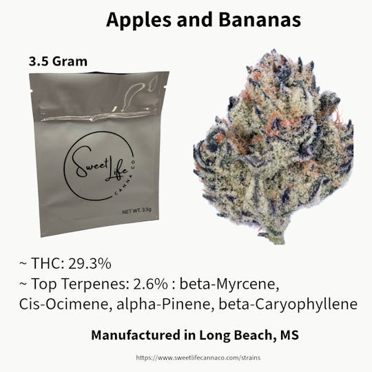 Sweet Life Canna Co - Apples and Bananas Flower (3.5 Gram Bag) - 1