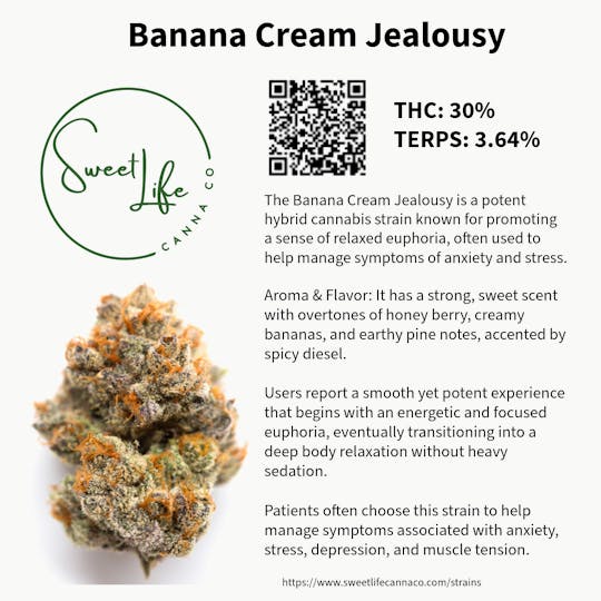 Sweetlife Canna Company - Banana Cream Jealousy Flower (7 Gram Bag) - 1