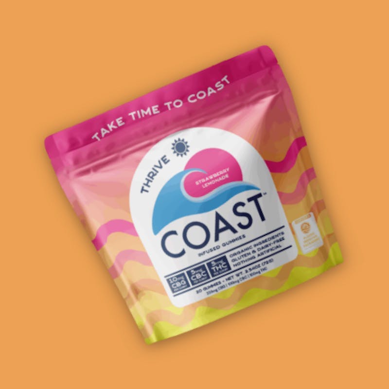 Coast Cannabis Co. - Strawberry Lemonade Thrive Gummies | 2:1:1 - CBG:CBC:THC - 20pk 5mg - 1