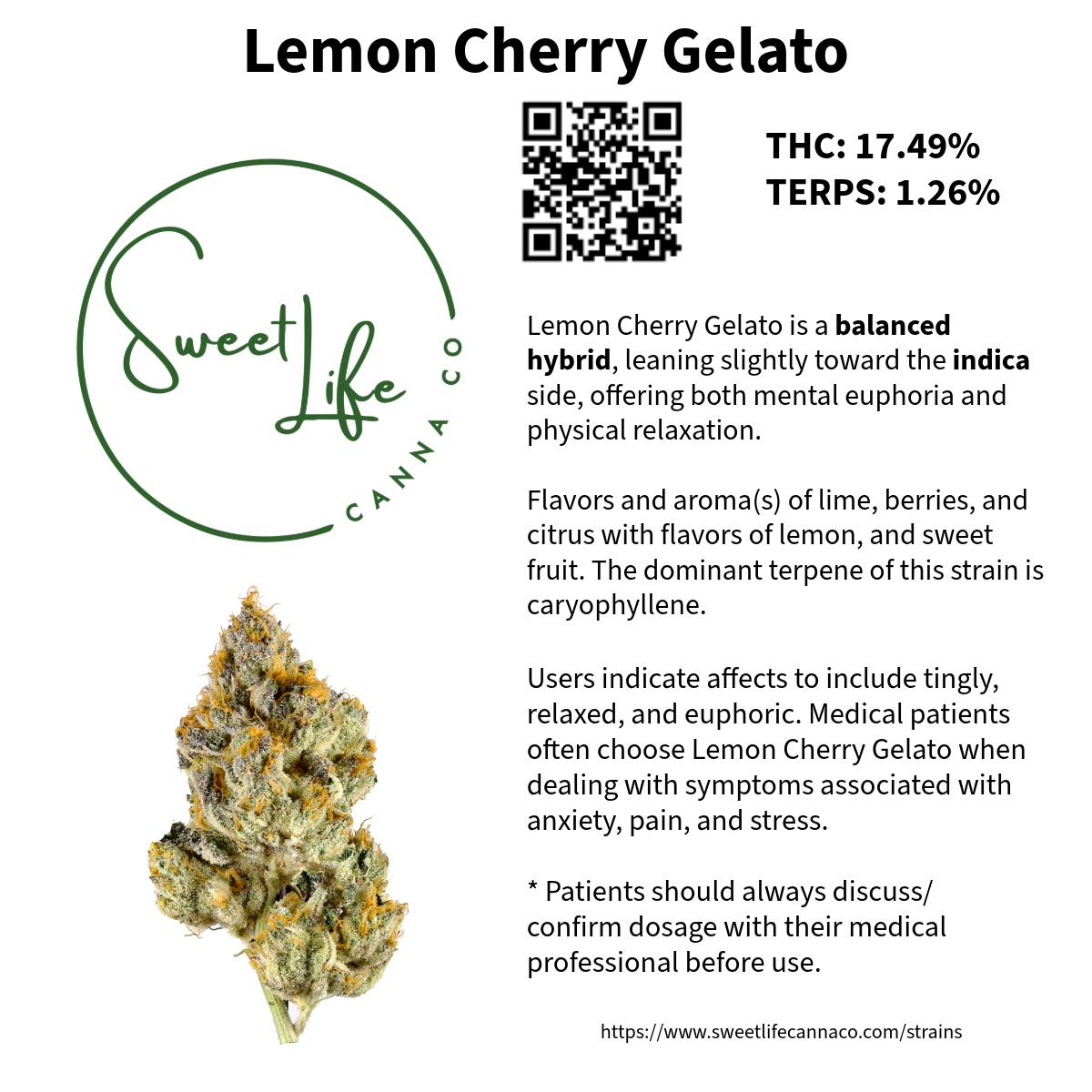 Sweetlife Canna Company - Lemon Cherry Gelato (3.5 Gram Bag) - 1