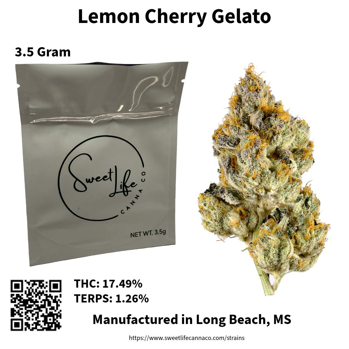 Sweet Life Canna Co - Lemon Cherry Gelato (3.5 Gram Bag) - 1