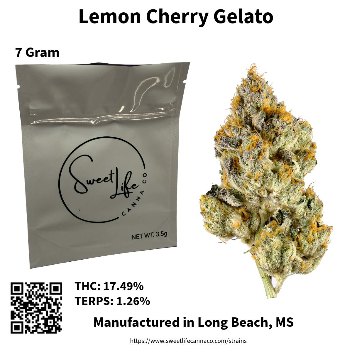 Sweet Life Canna Co - Lemon Cherry Gelato (7 Gram Bag) - 1