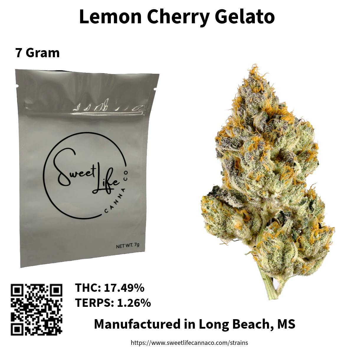 Sweet Life Canna Co - Lemon Cherry Gelato (7 Gram Bag) - 1