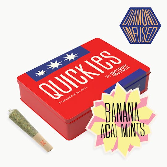 District Cannabis - Banana Acai Mints | Infused Quickies | 0.45g mini joints 5pk - 1