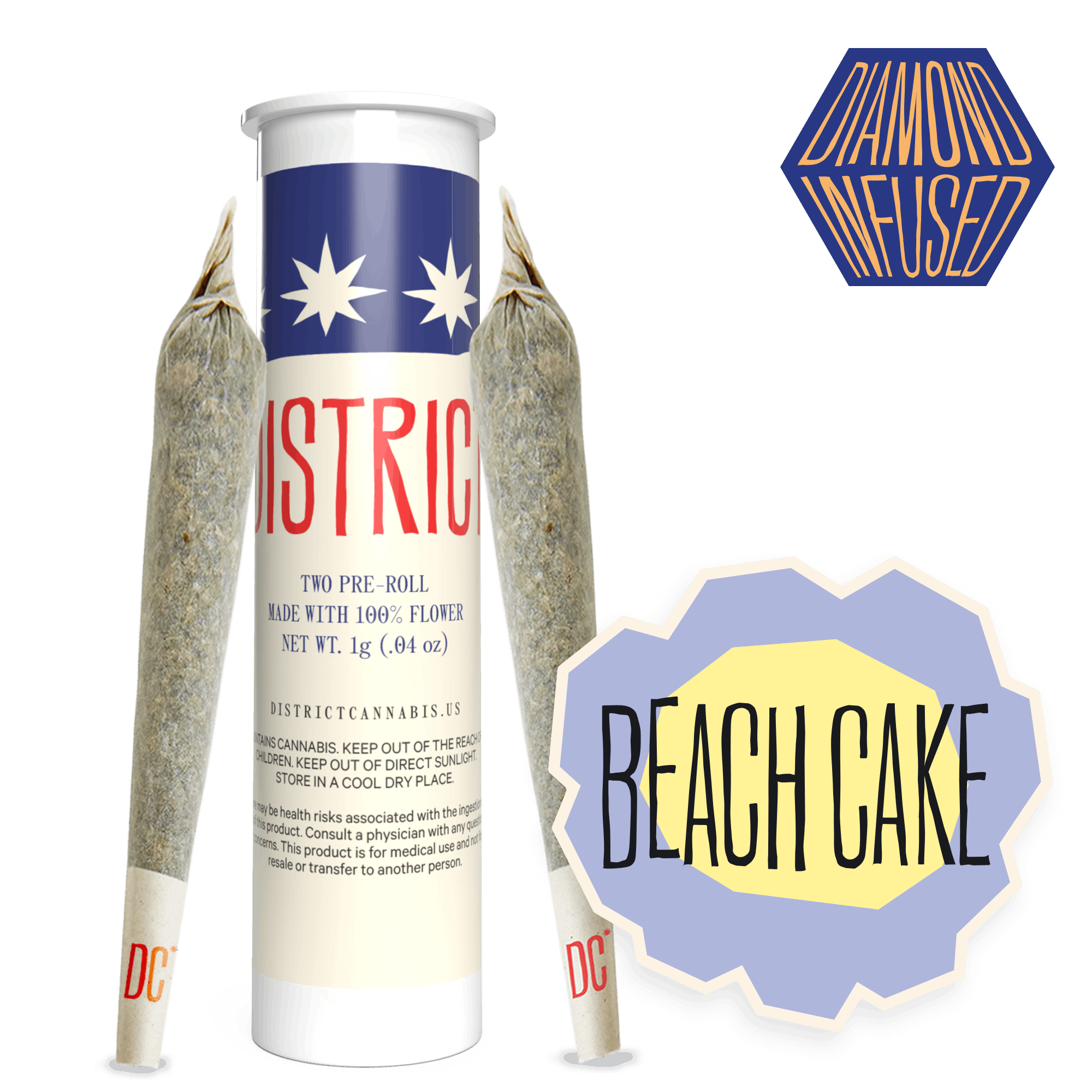 District Cannabis - Beach Cake Diamond Infused Pre-Roll 2ct - 1