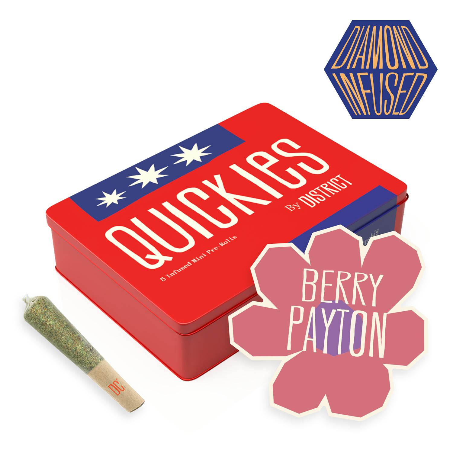 District Cannabis - Berry Payton | Diamond Infused Quickies | 0.45g mini joints 5pk - 1
