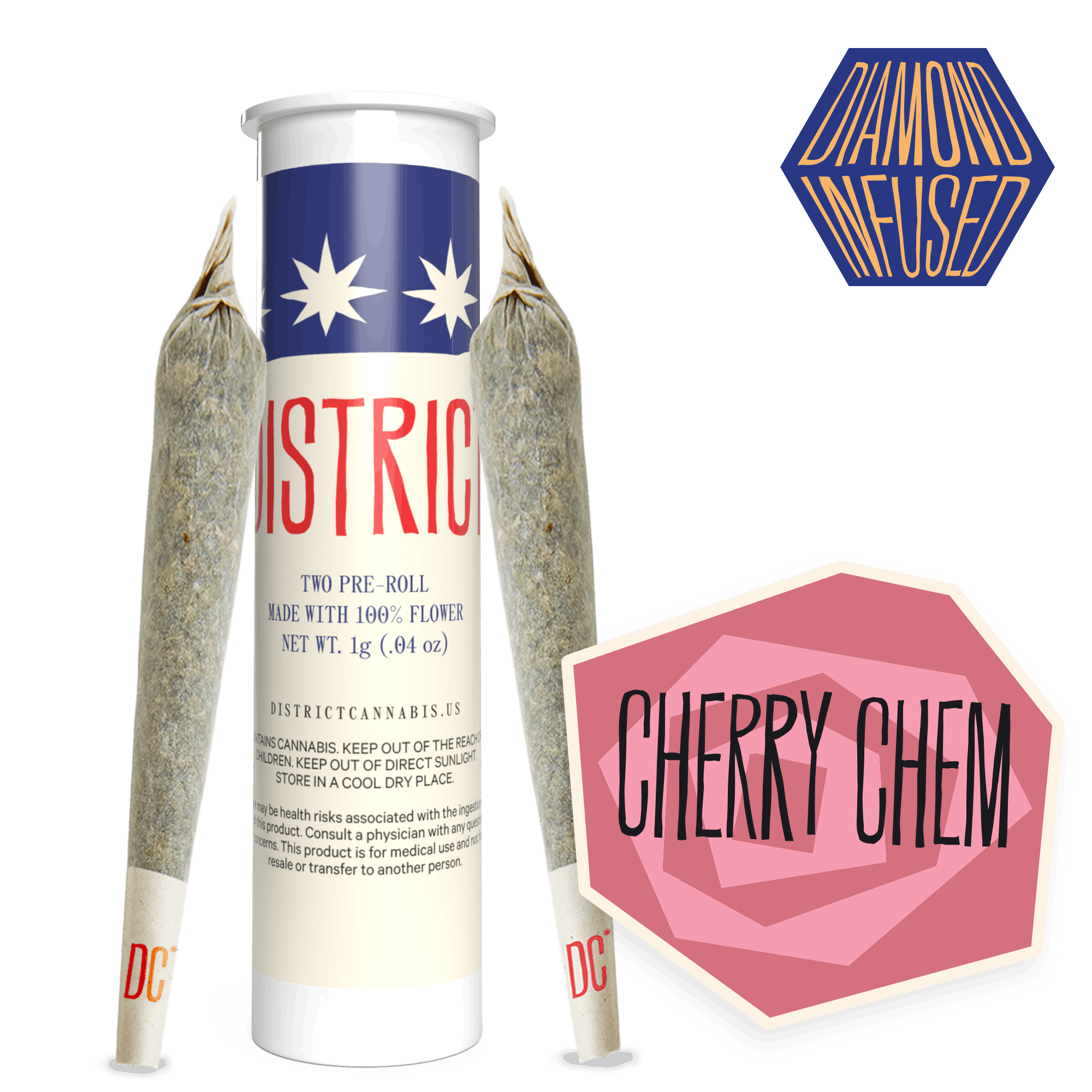 District Cannabis - Cherry Chem Diamond Infused Pre-Roll Pack 2ct - 1
