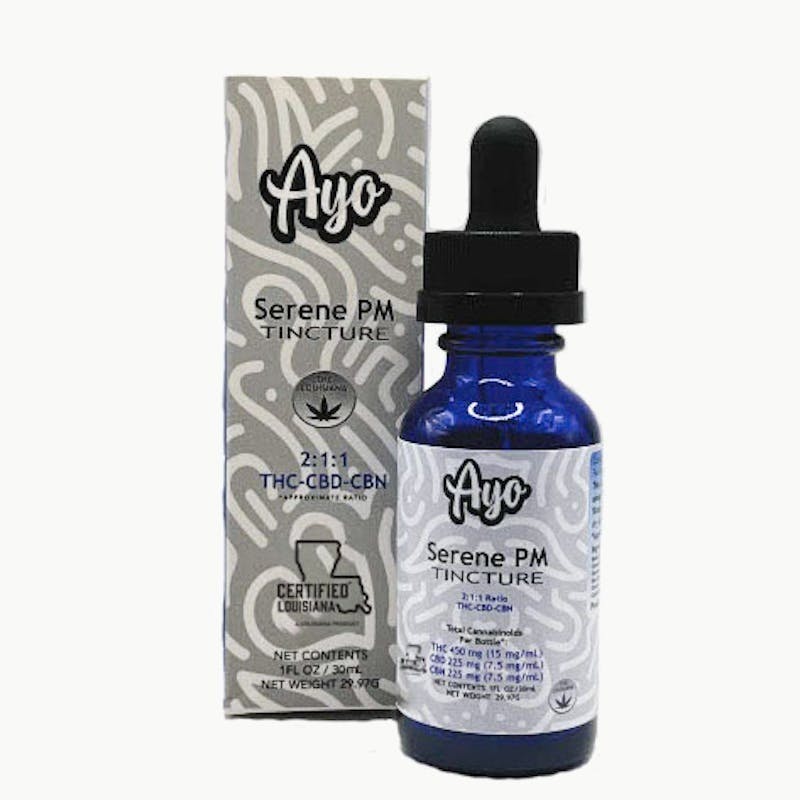 Ayo - Ayo- Serene PM 2:1:1 Tincture 450mg THC, 225mg CBD, 225 CBN 30ml - 1