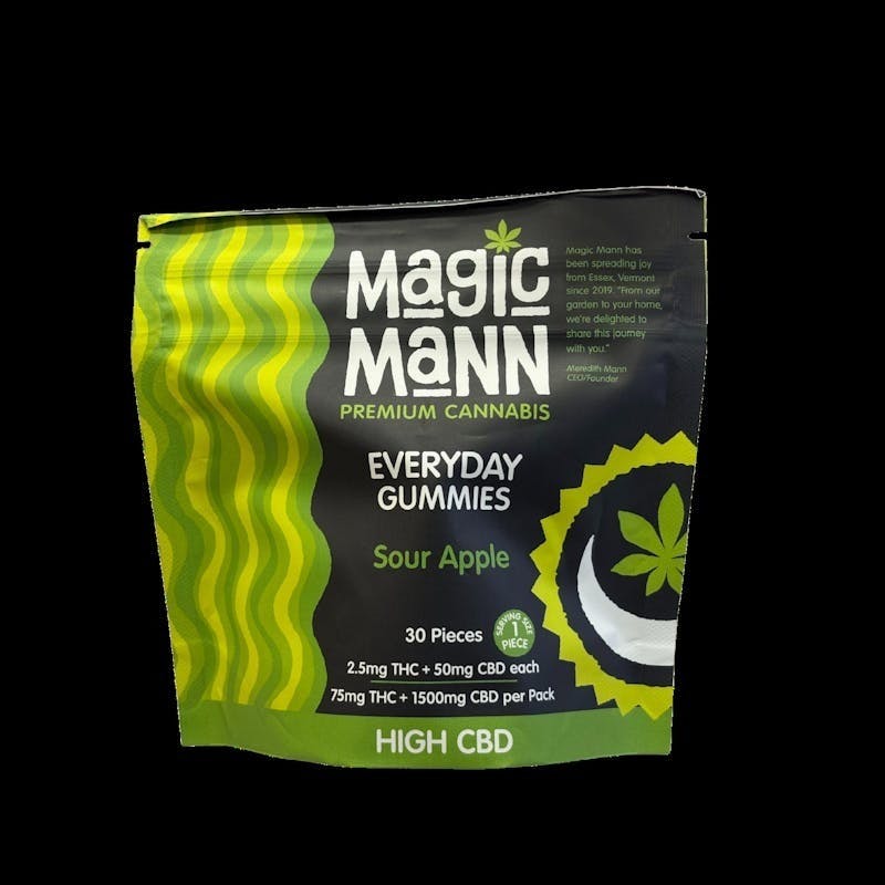 Magic Mann - Sour Apple | Everyday Gummies I (75mg) THC | (1,500mg) CBD - 1