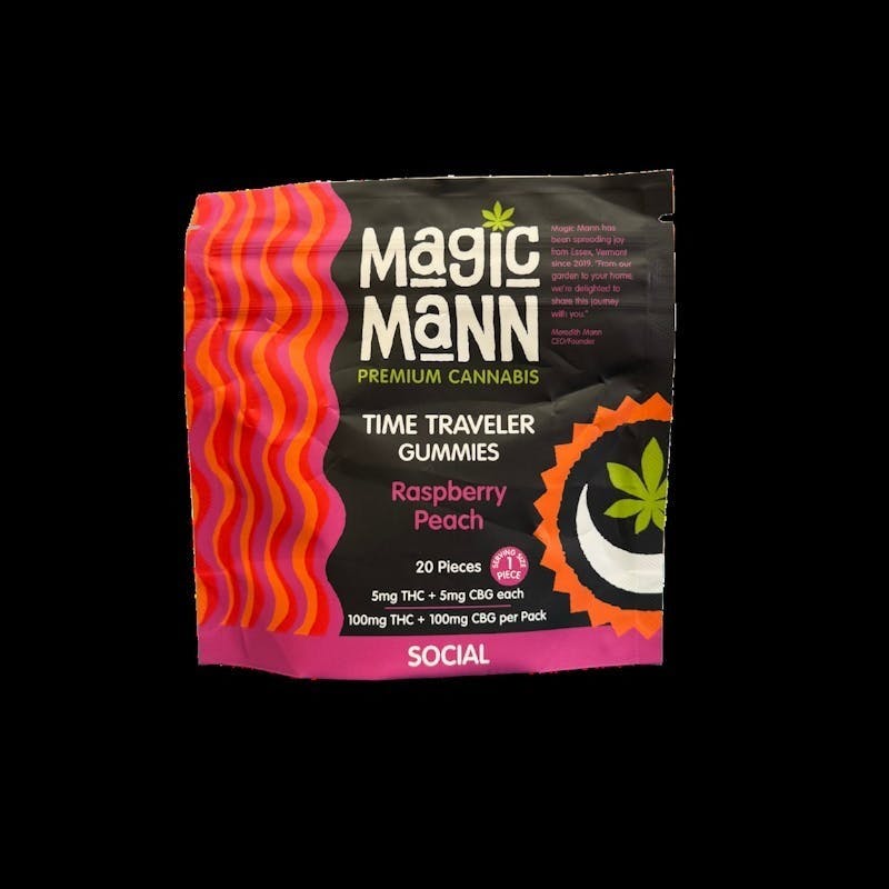 Magic Mann - Raspberry Peach | Time Traveler Gummies (100mg) THC | (100mg) CBD - 1