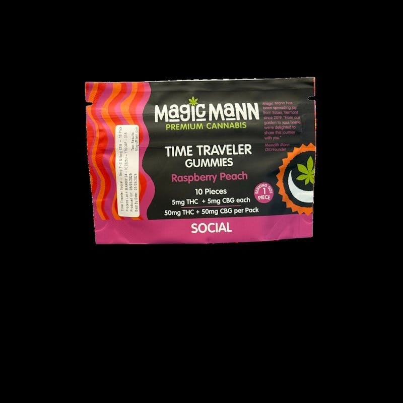 Magic Mann - Raspberry Peach | Time Traveler Gummies (50mg) THC | (50mg) CBD - 1