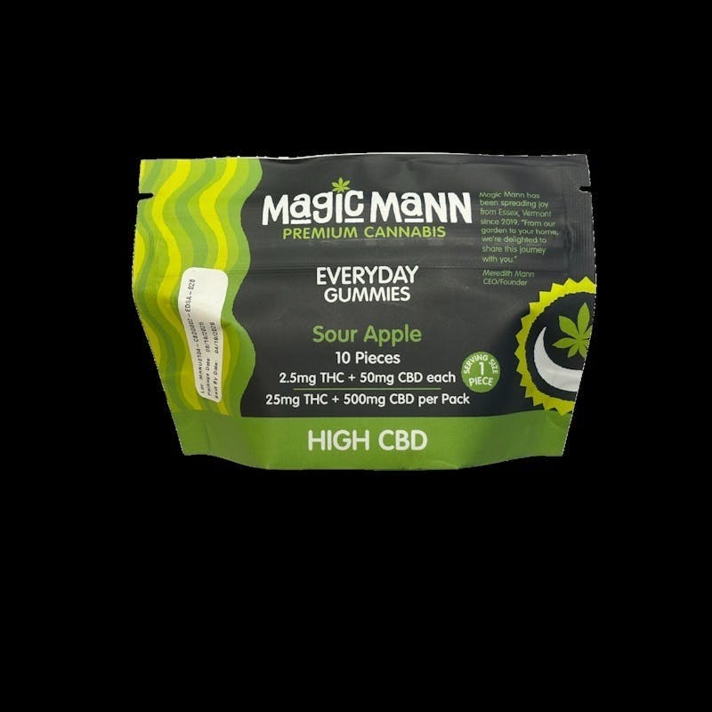 Magic Mann - Sour Apple | Everyday Gummies I (25mg) THC | (500mg) CBD - 1