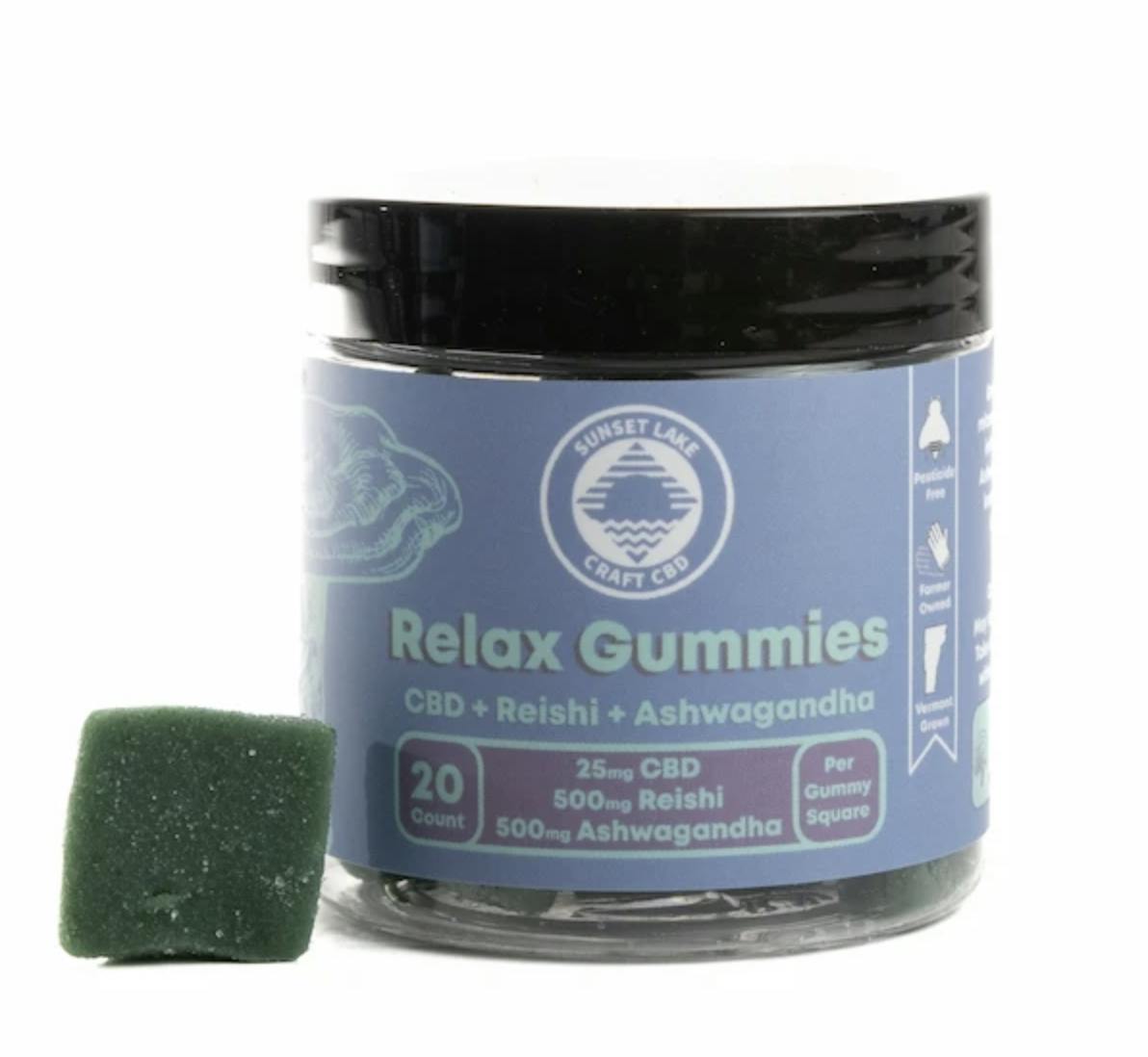 Sunset Lake - Sunset Lake- Relax CBD + Reishi Ashwagandha Gummies 20pk - 1