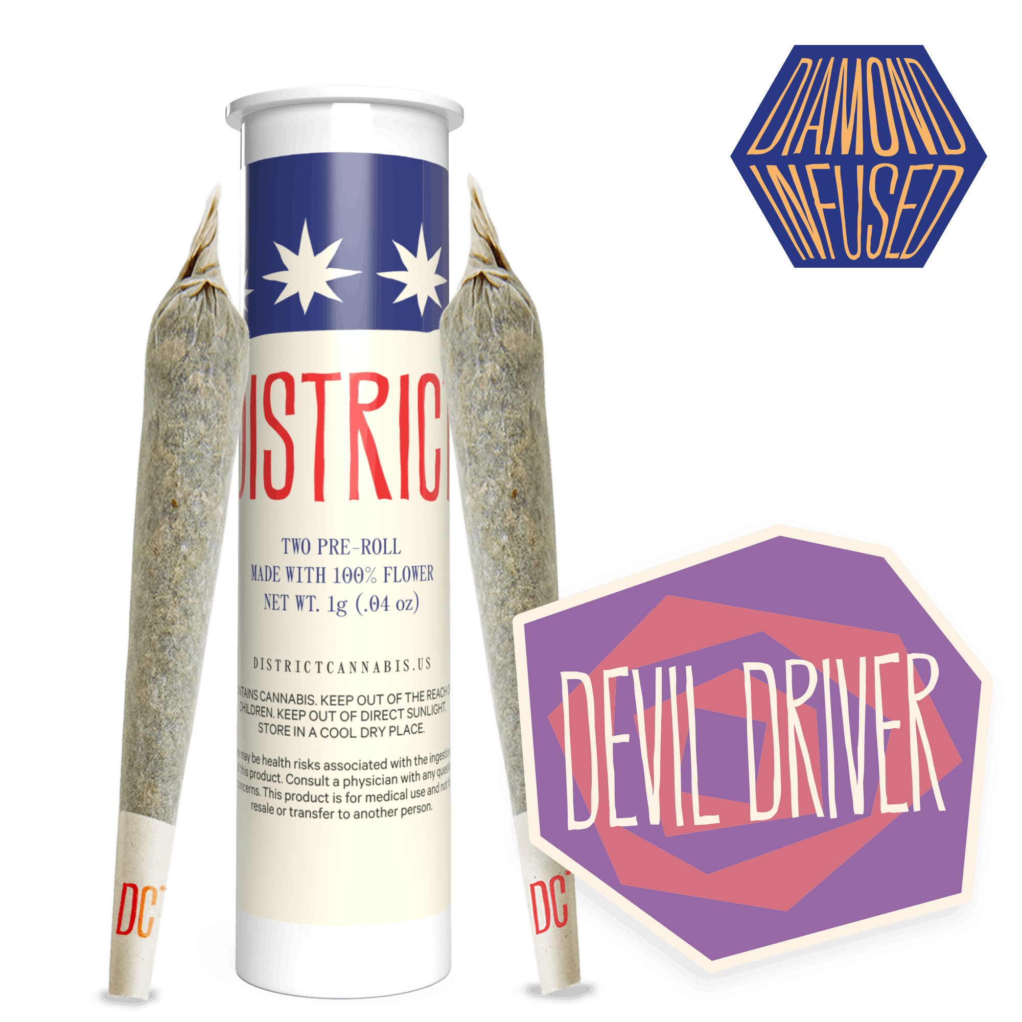 District Cannabis - Devil Driver | Diamond Infused Pre-Roll 2ct - 1