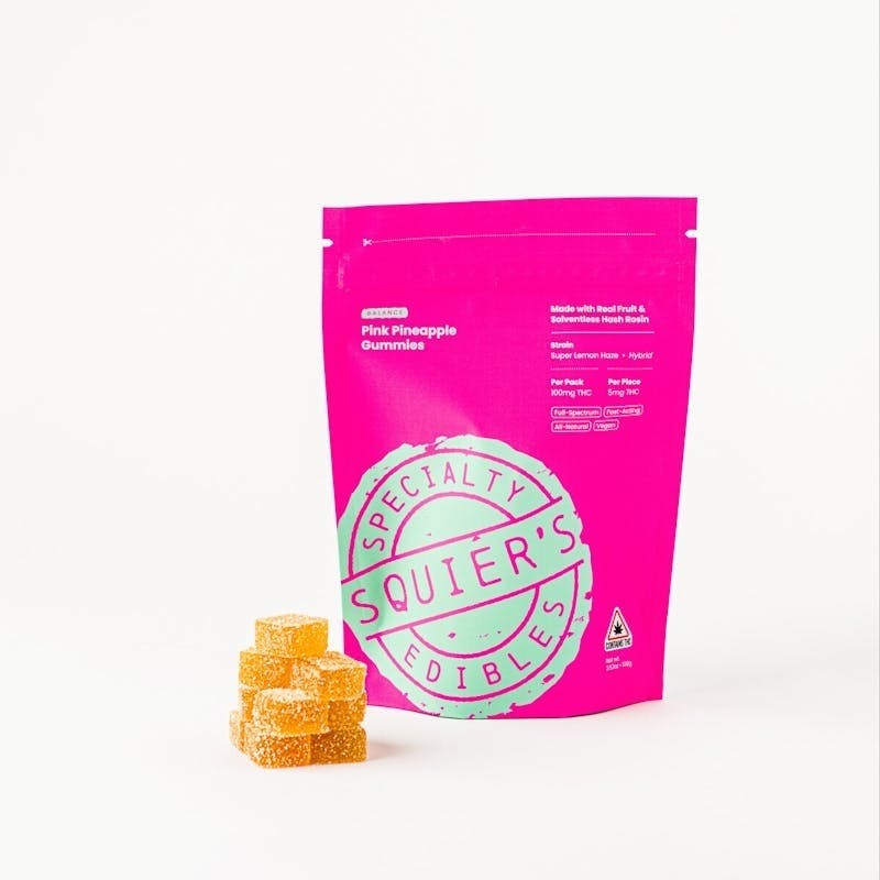 Squier's Specialty Edibles - Squier's Pink Pineapple | Hash Rosin Gummies (100 mg) - 1