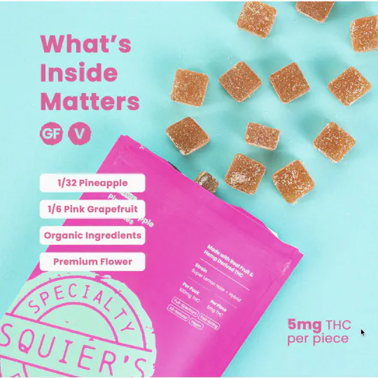 Squier's Specialty Edibles - Pink Pineapple - 100mg THC Hash Rosin - Gummies - 1