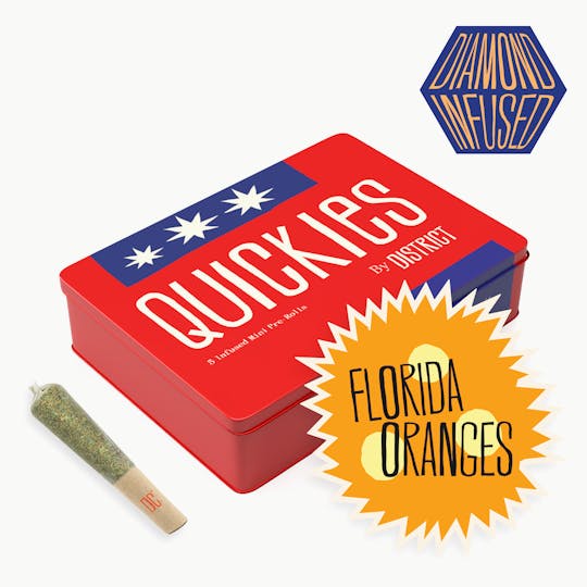 District Cannabis - Florida Oranges | Diamond Infused Quickies | 0.45g mini joints 5ct - 1