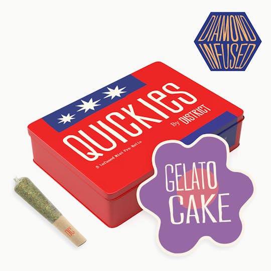 District Cannabis - Gelato Cake | Diamond Infused Quickies | 0.45g mini joints 5ct - 1