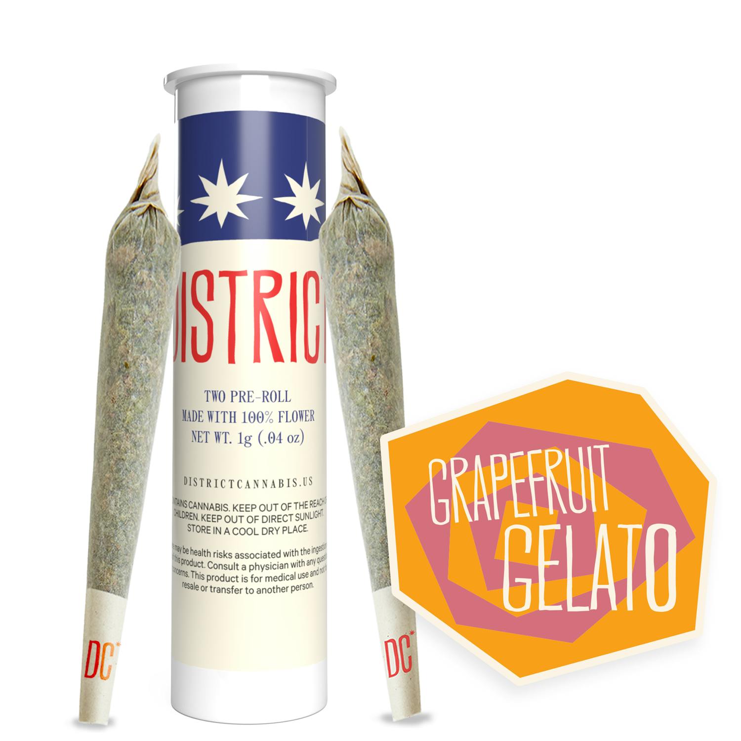 District Cannabis - Grapefruit Gelato Pre-Roll Pack 2ct - 1