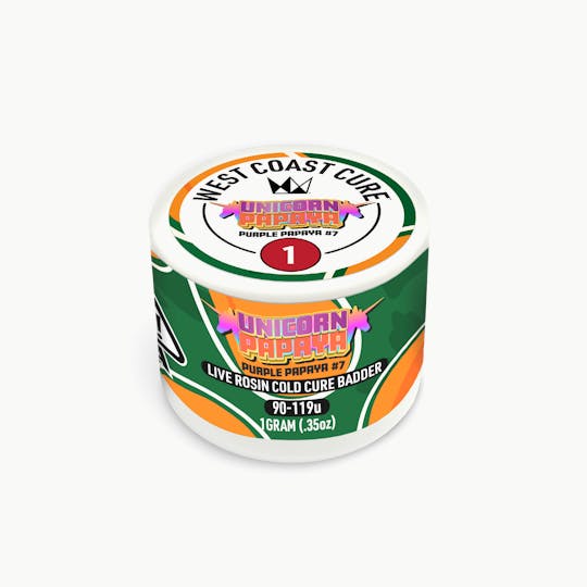 West Coast Cure - Unicorn Papaya - 1G Live Rosin Cold Cure Badder - Tier 1 - 1