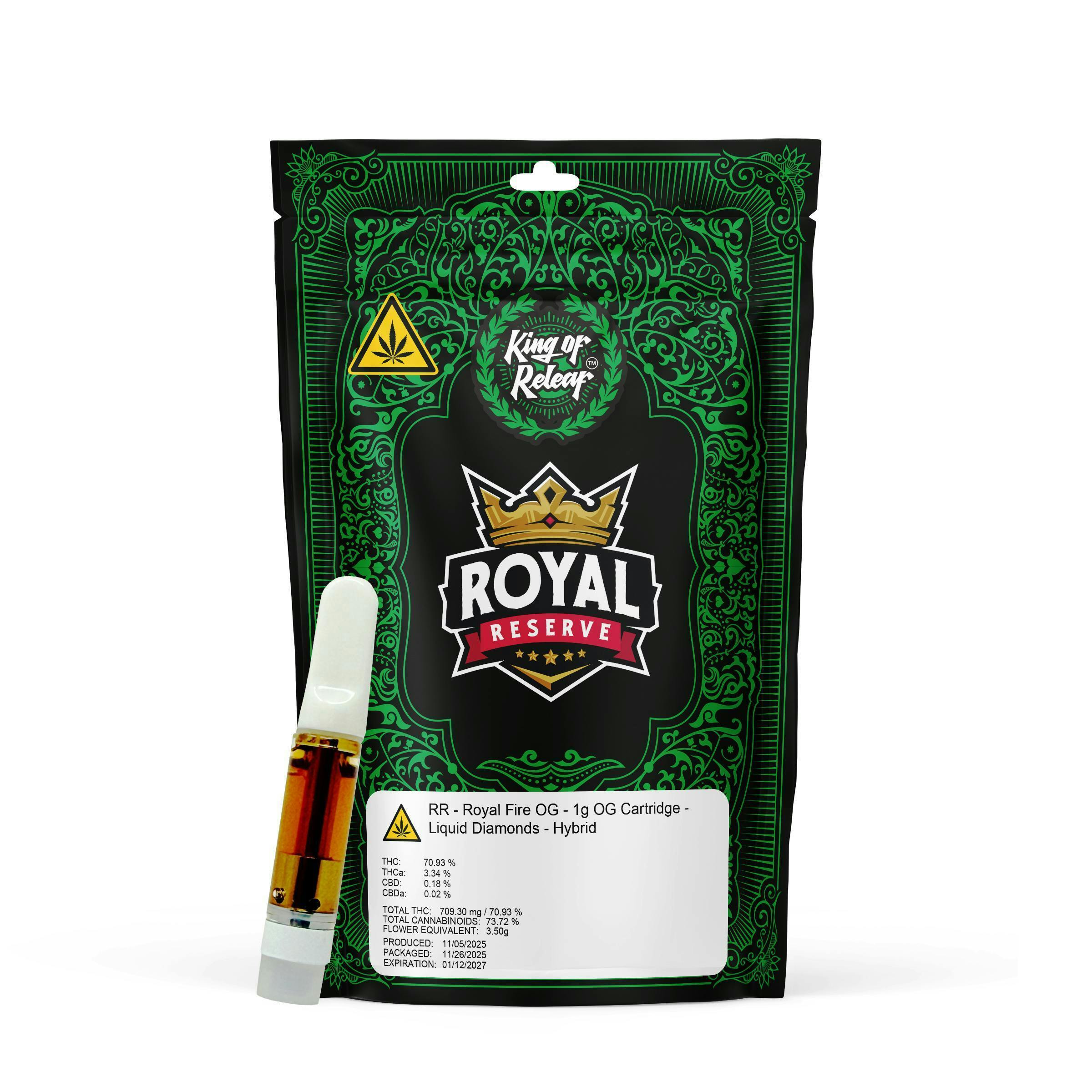 Royal Reserve (RR) - Royal Reserve - Royal Fire OG - 1g Liquid Diamonds OG Cart - 1