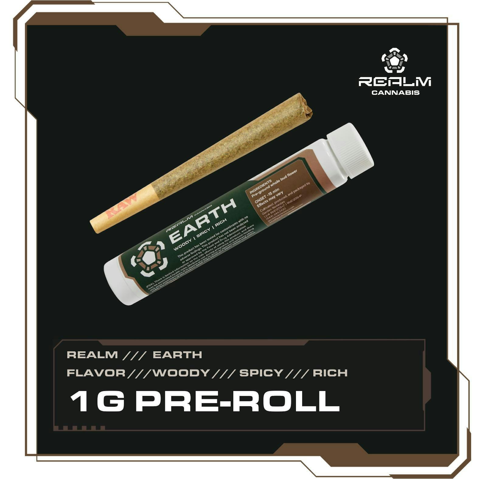 Realm Cannabis - Earth Realm | Turbo Shot | 1g Pre-Roll - 1