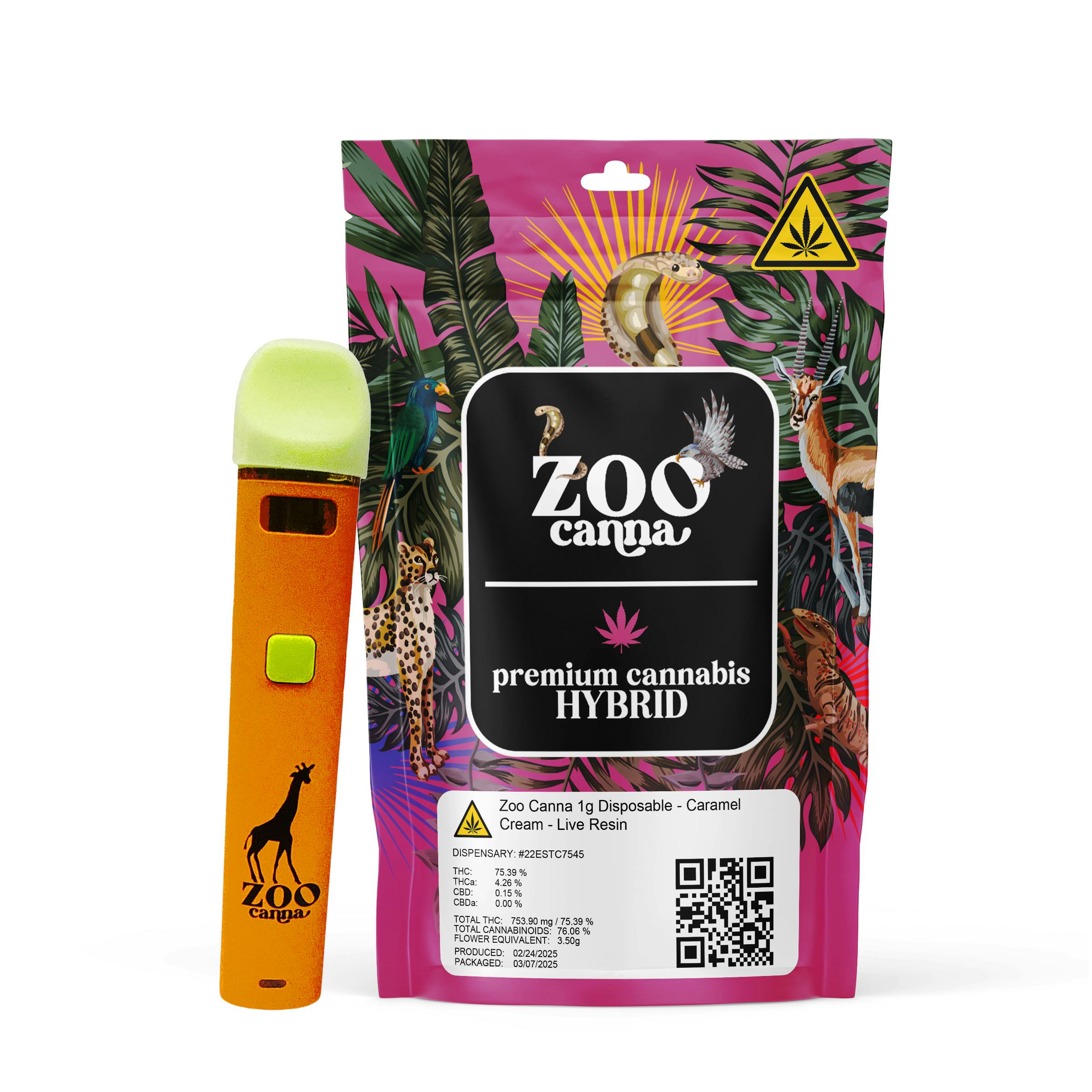 Zoo Canna - Zoo Canna 1g Disposable - Caramel Cream - Live Resin - 1