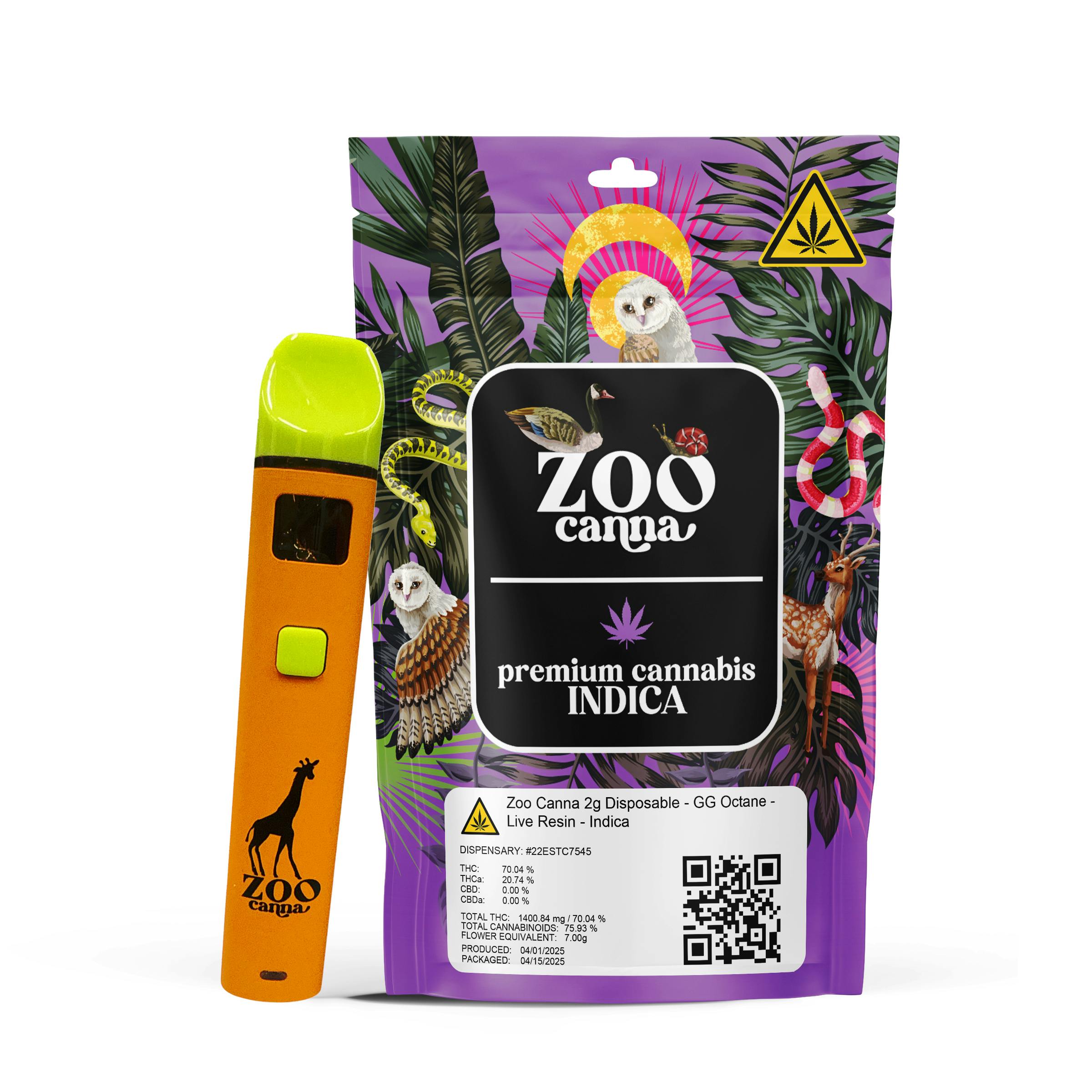 Zoo Canna - Zoo Canna 2g Disposable - GG Octane - Live Resin - Indica - 1