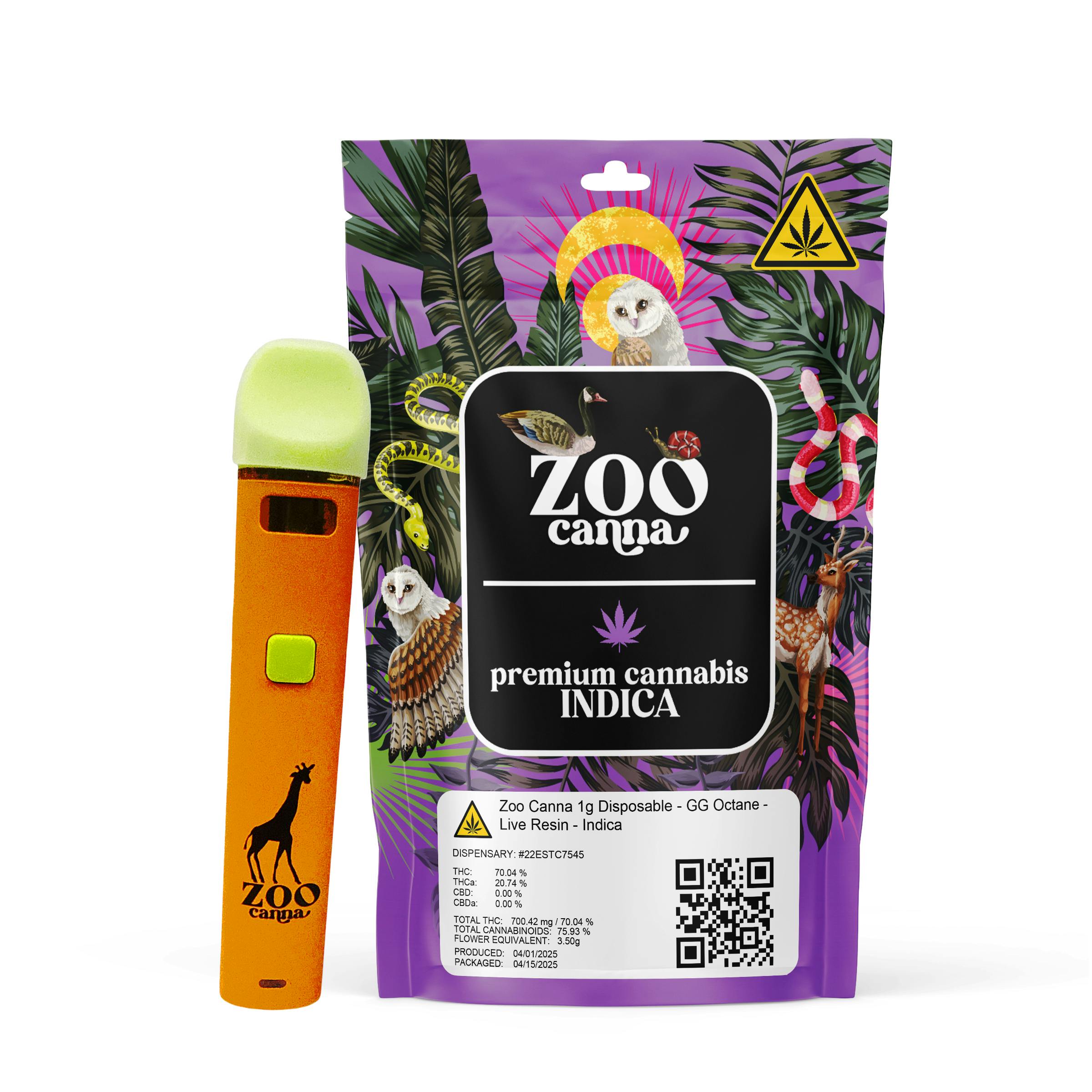 Zoo Canna - Zoo Canna 1g Disposable - GG Octane - Live Resin - Indica - 1