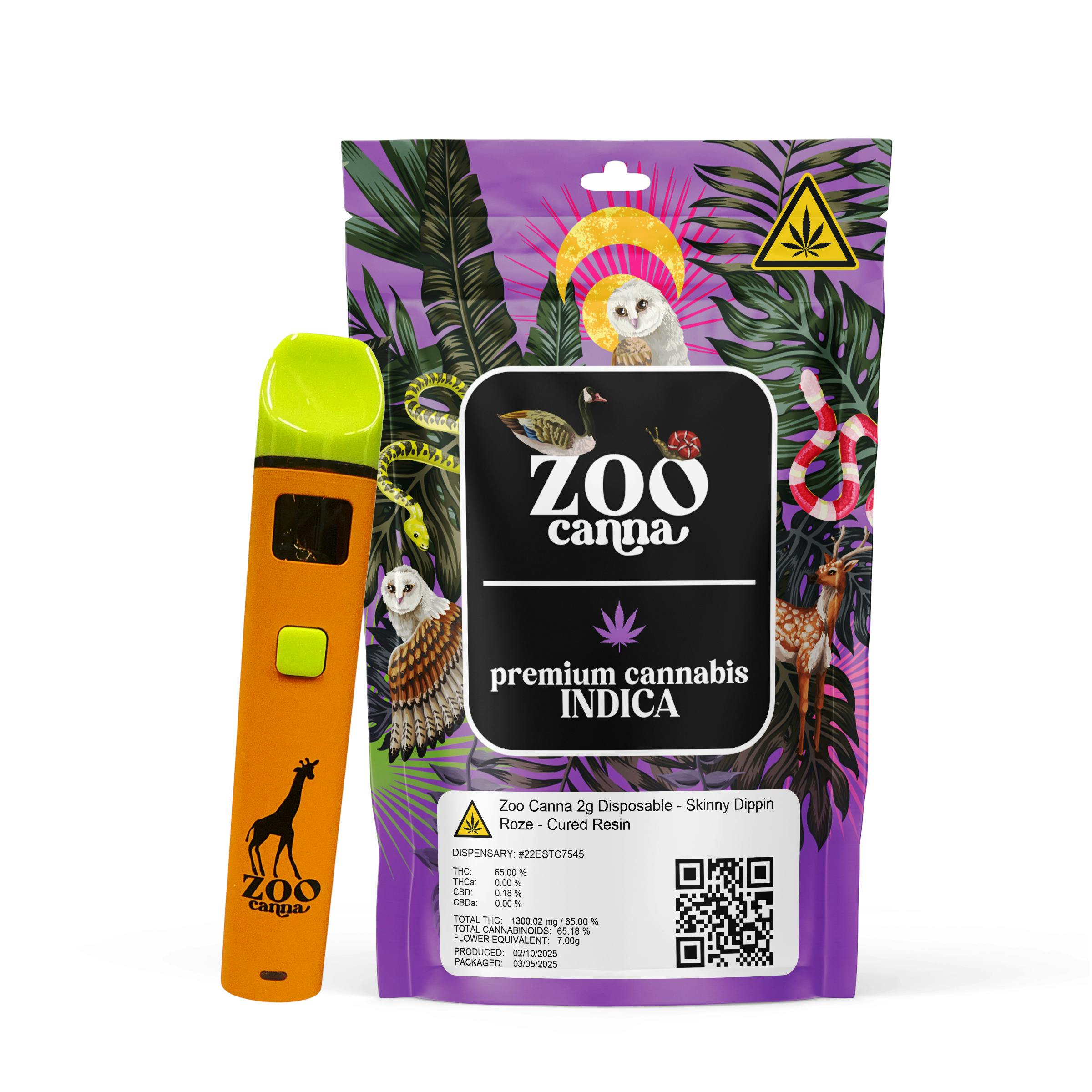 Zoo Canna - Zoo Canna 2g Disposable - Skinny Dippin Roze - Cured Resin - Indica - 1