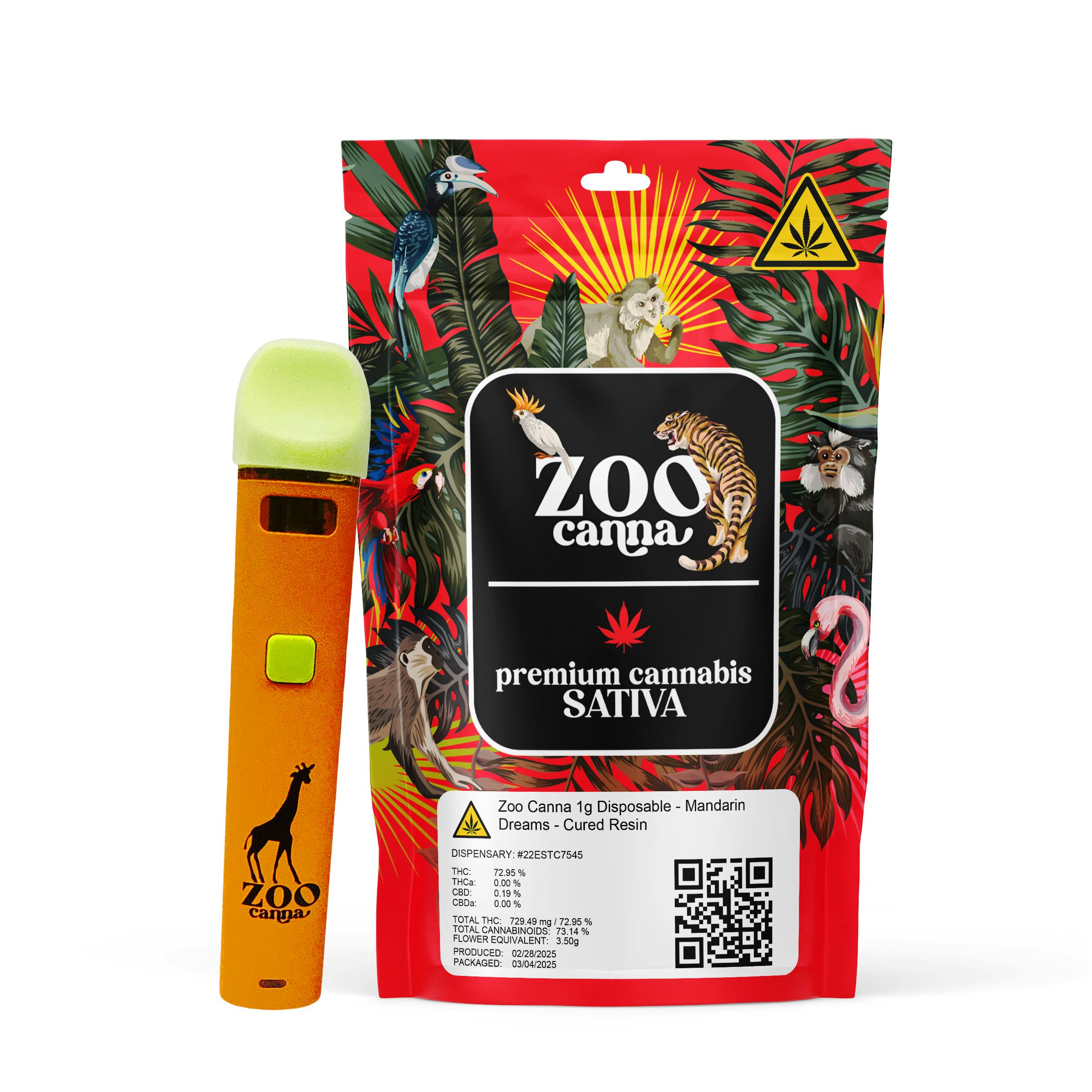 Zoo Canna - Zoo Canna 1g Disposable - Mandarin Dreams - Cured Resin - Sativa - 1