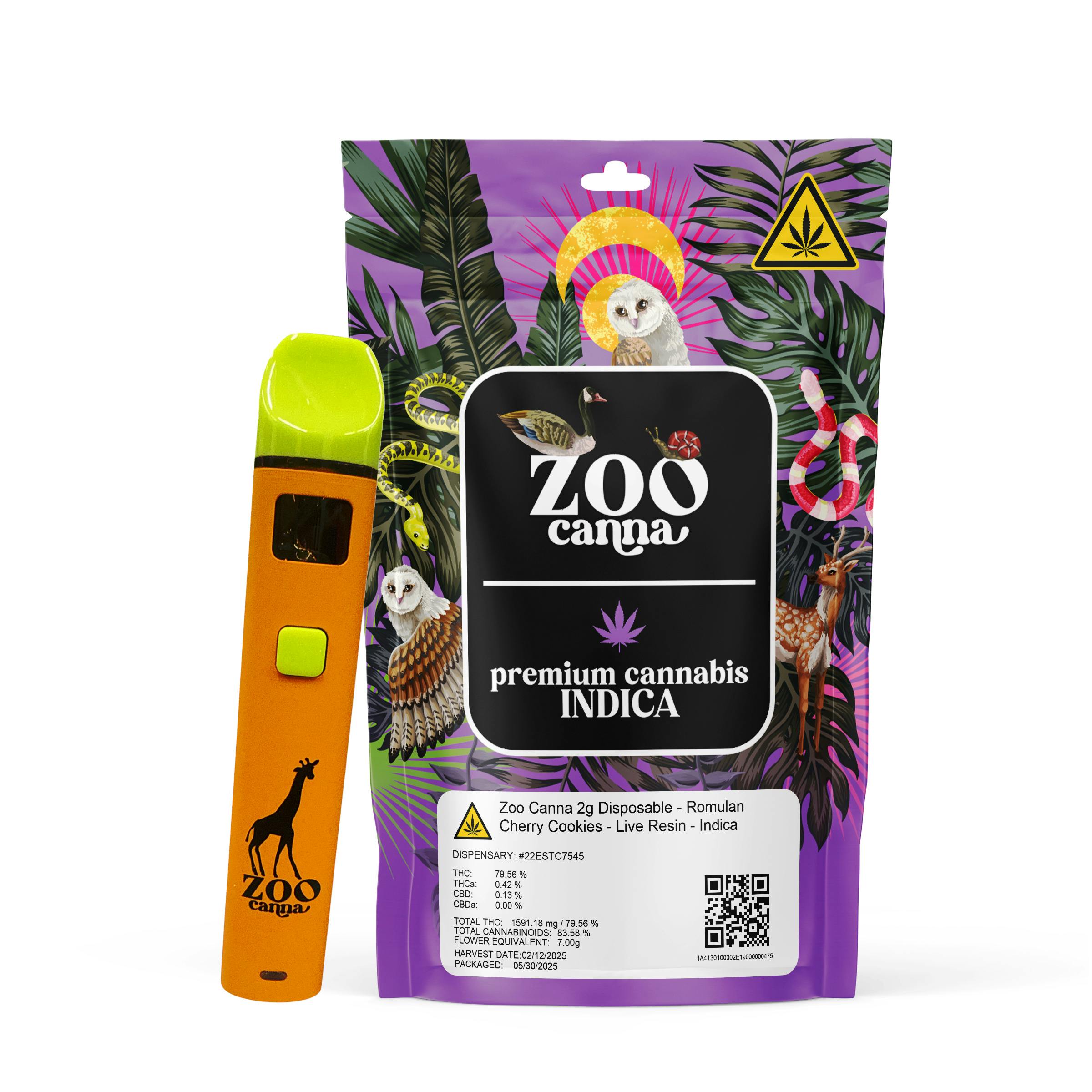 Zoo Canna - Zoo Canna 2g Disposable - Romulan Cherry Cookies - Live Resin - Indica - 1