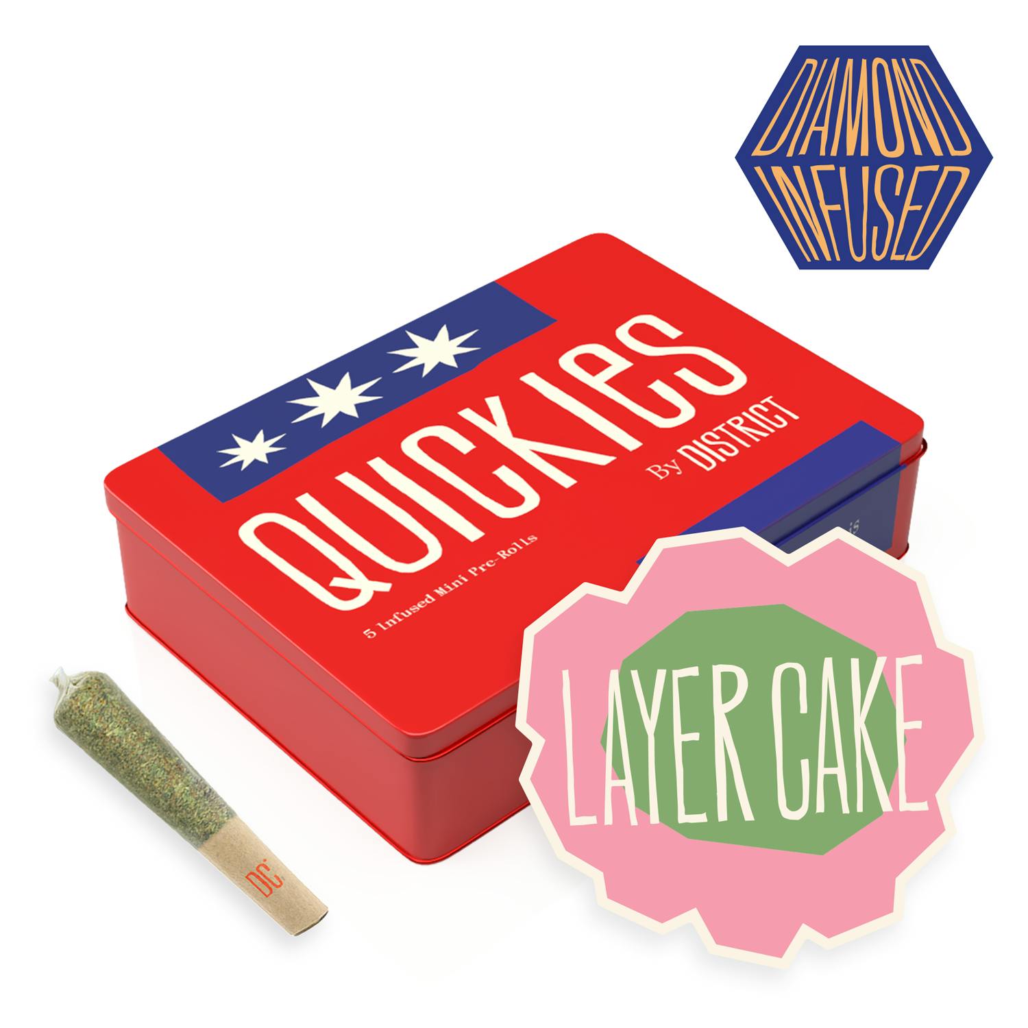 District Cannabis - Layer Cake | Diamond Infused Quickies | 0.45g mini joints 5ct - 1