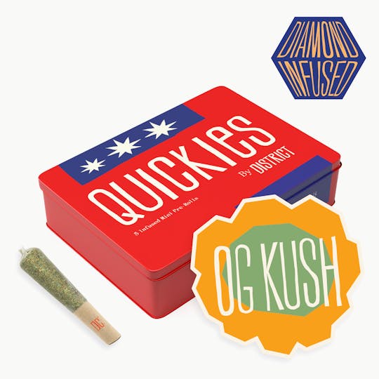 District Cannabis - OG Kush | Diamond Infused Quickies | 0.45g mini joints 5ct - 1