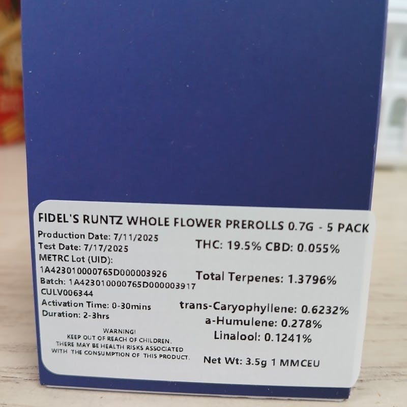 Gruv - Fidel’s Runtz – Pre-Rolls – 3.5g - 1