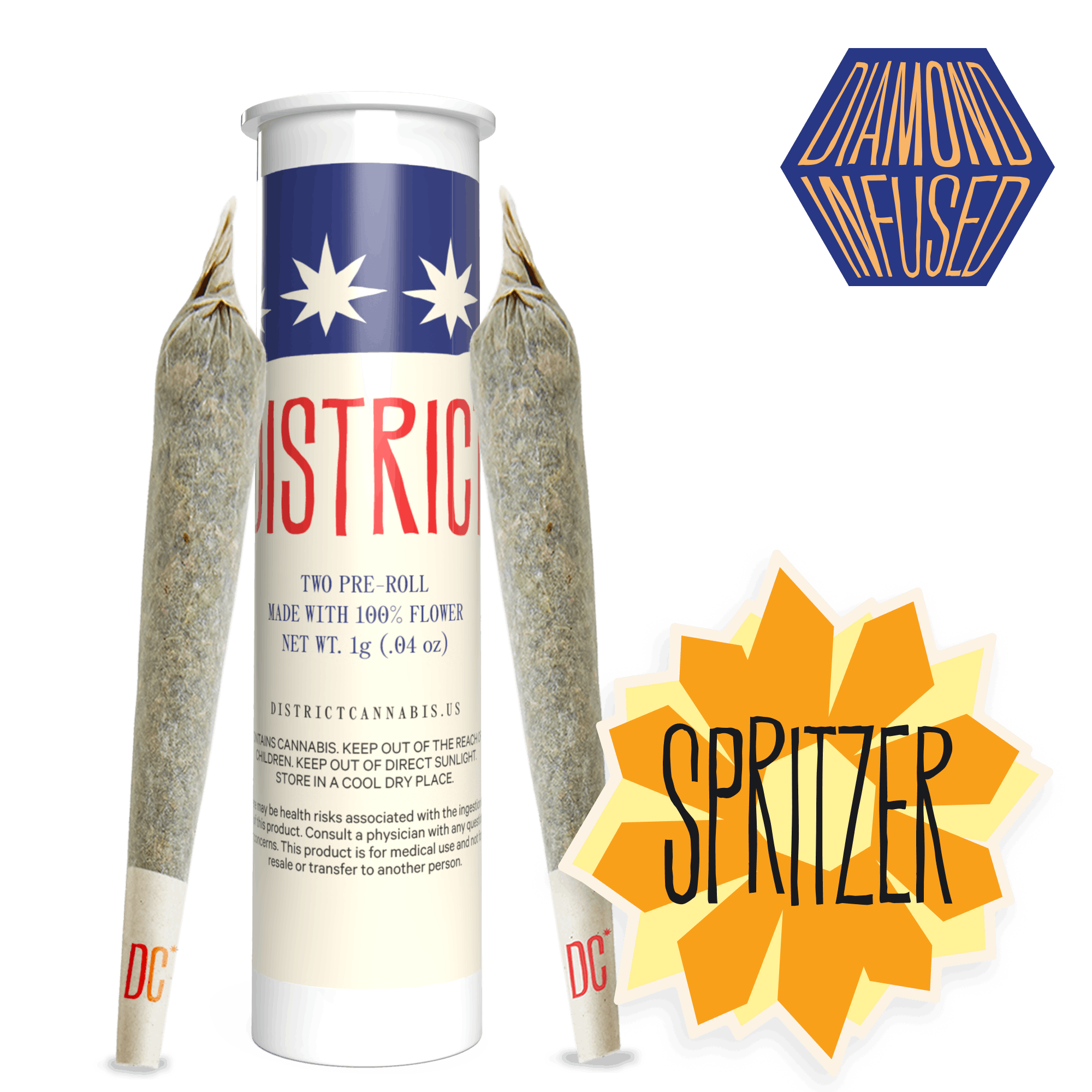 District Cannabis - Spritzer | Diamond Infused Pre-Rolls | 2ct - 1