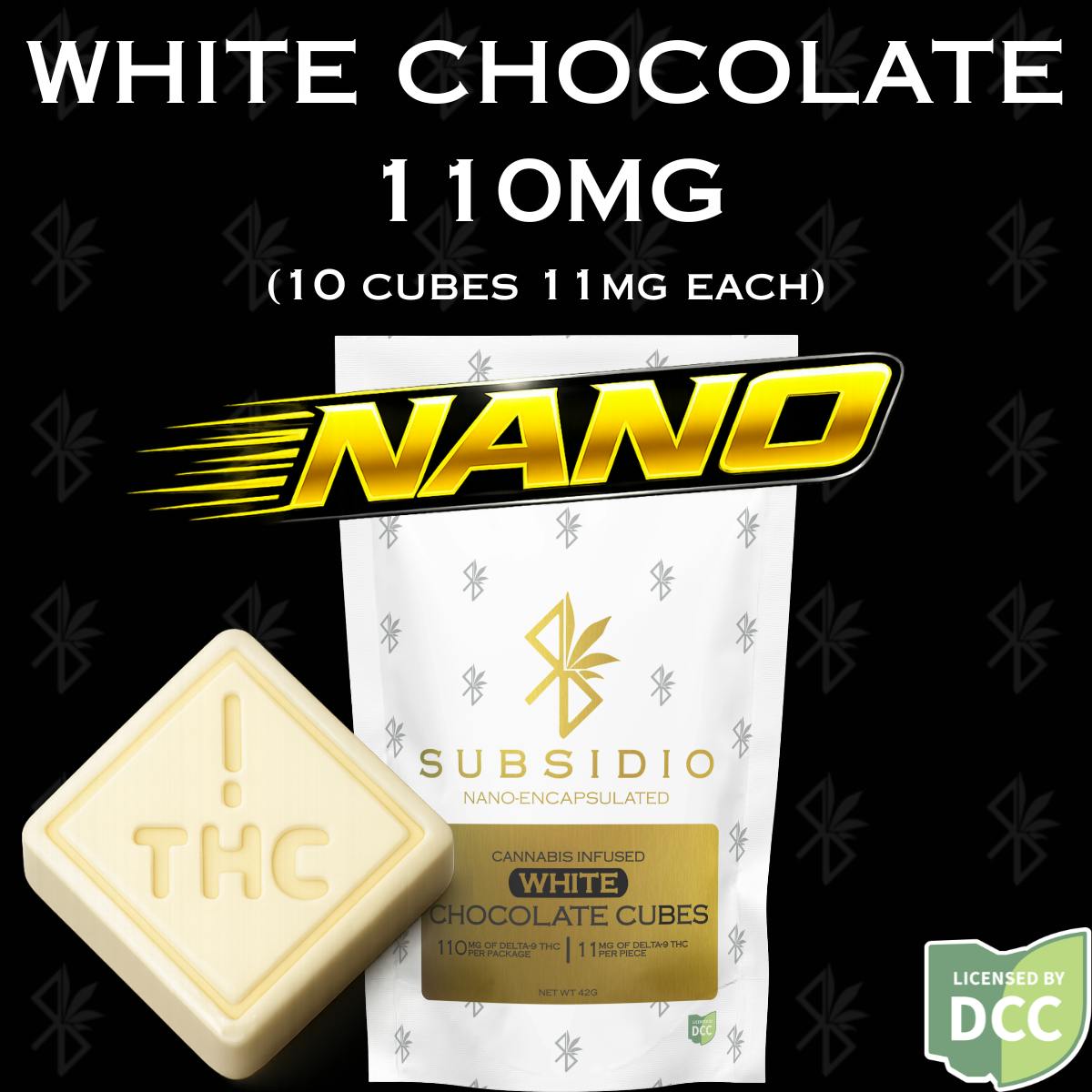 Subsidio - Nano-THC Infused White Chocolates | 110mg | 10pk - 1