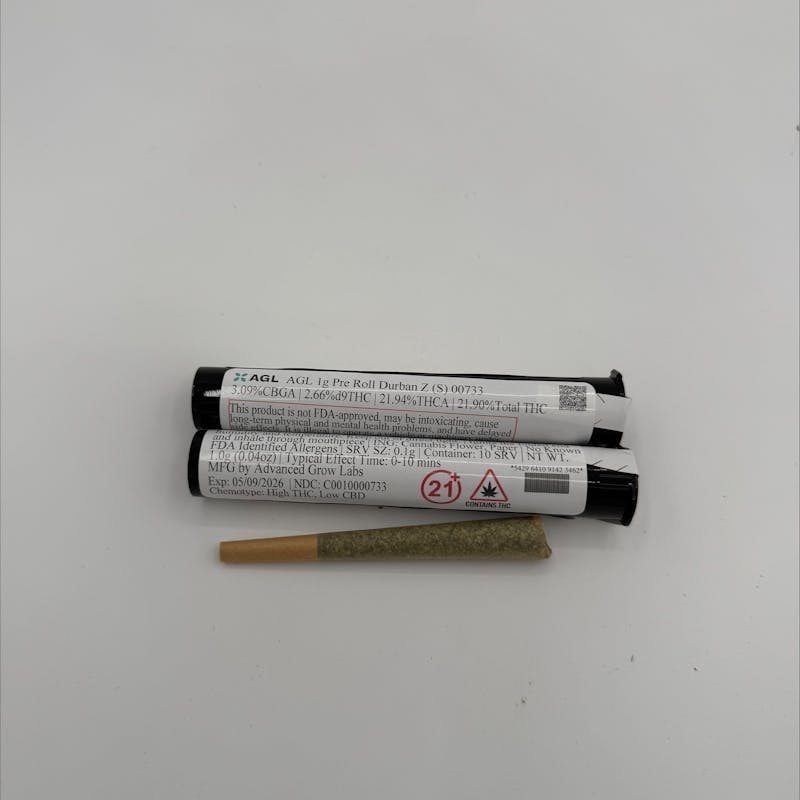 Advanced Grow Labs - Advanced Grow Labs - Durban Z Pre-Roll 1g - 1