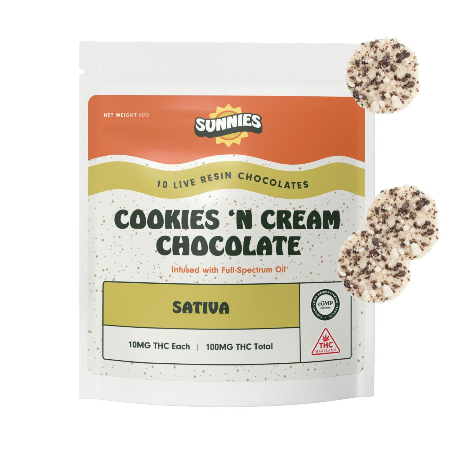 SunMed Growers - Cookies 'N Cream Chocolate - Sativa 100mg - 1