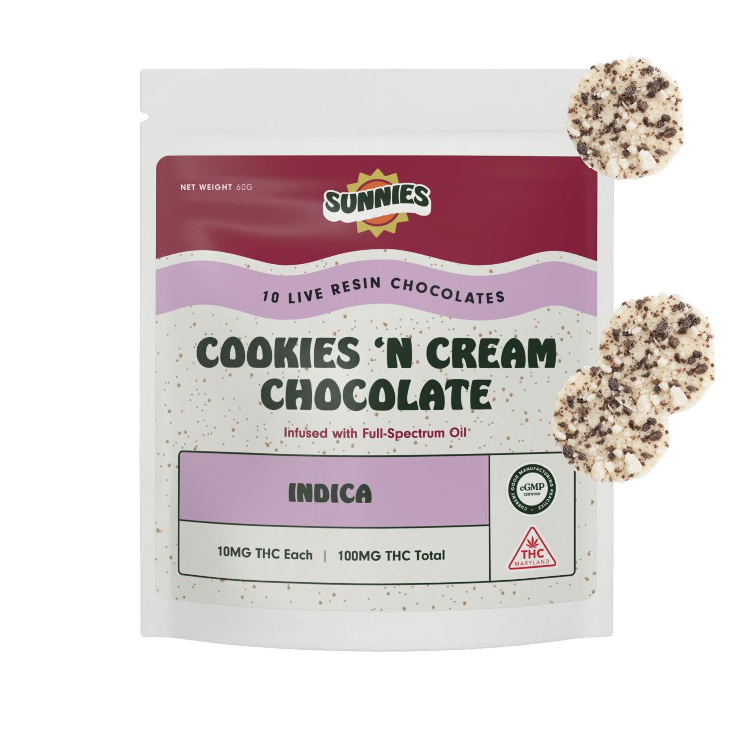 SunMed Growers - Cookies 'N Cream Chocolate - Indica 100mg - 1