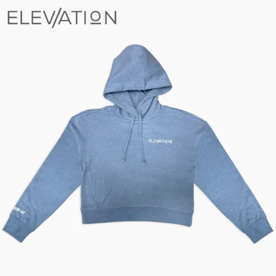 Elevation - Hoodie – Flint Blue Heather – Cropped Womens Large - 1