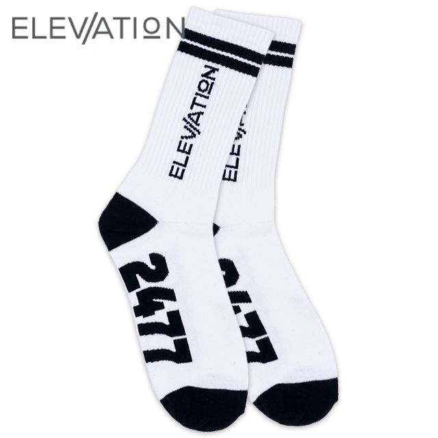 Elevation - White – Crew Length Casual Sock - 1