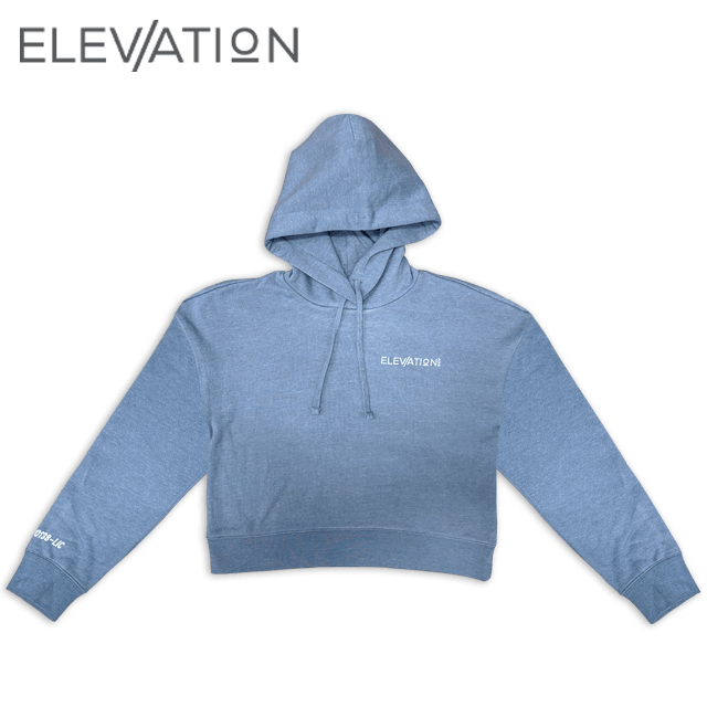 Elevation - Hoodie – Flint Blue Heather – Cropped Womens Small - 1