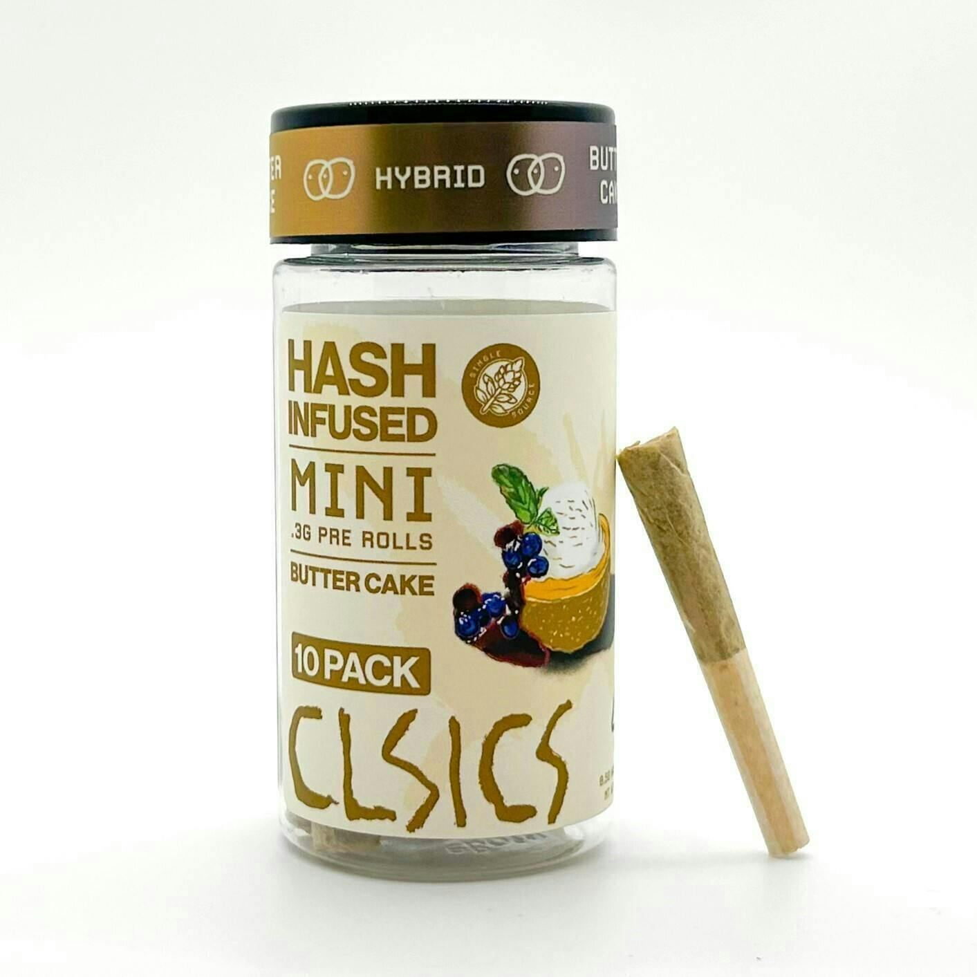 CLSICS Rosin & Rosin Infused Pre Rolls - CLSICS - Butter Cake - Hash Infused Joints - 0.3g each - 10pk - 1