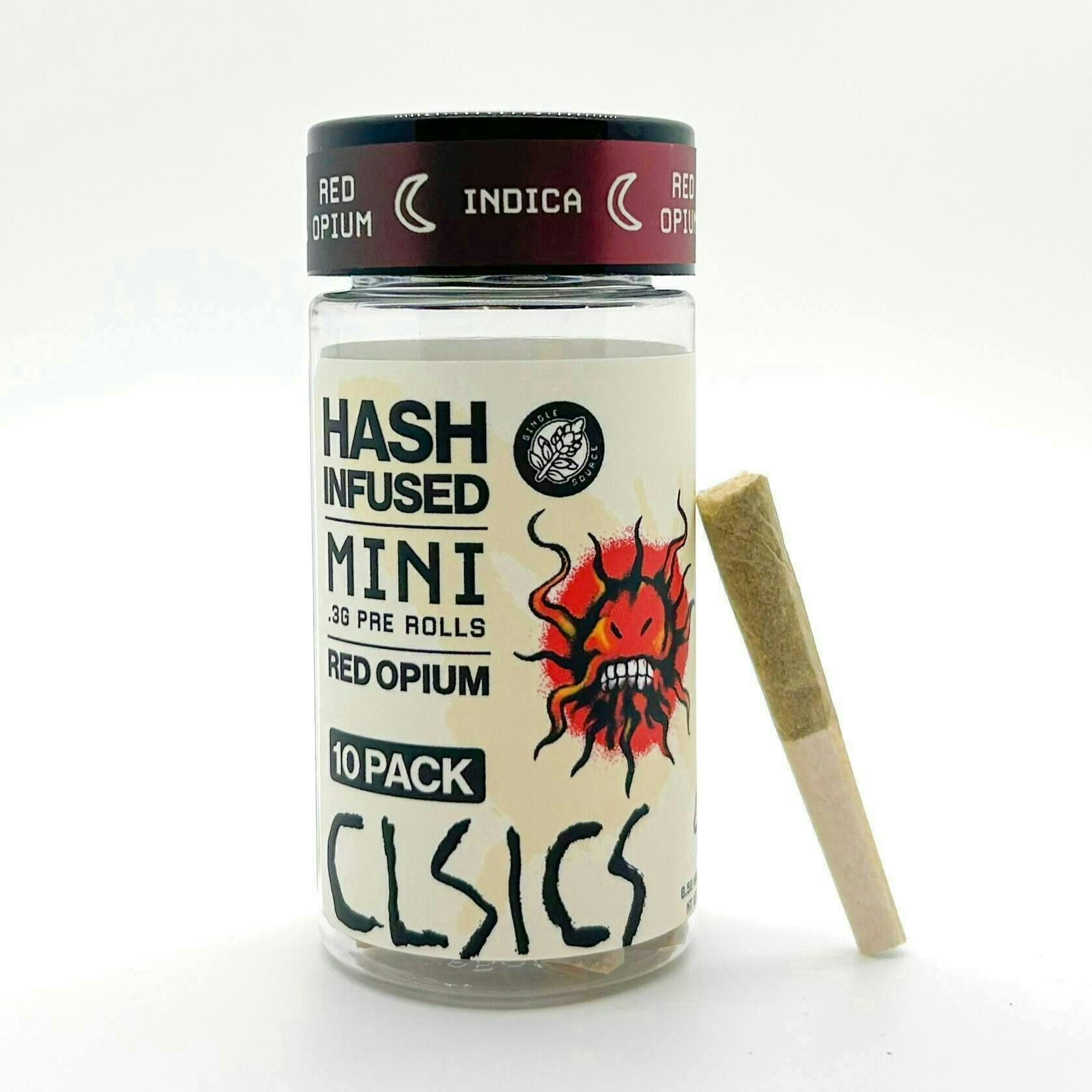 CLSICS Rosin & Rosin Infused Pre Rolls - CLSICS - Red Opium - Hash Infused Joints - 0.3g each - 10pk - 1