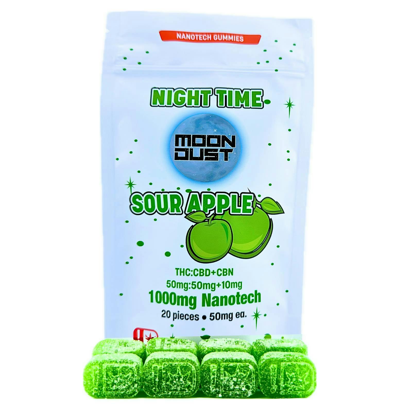 MOON DUST - Moon Dust | Sour Apple Night Time Nano Gummies | 1000mg | 20ct | 50mg/ea - 1